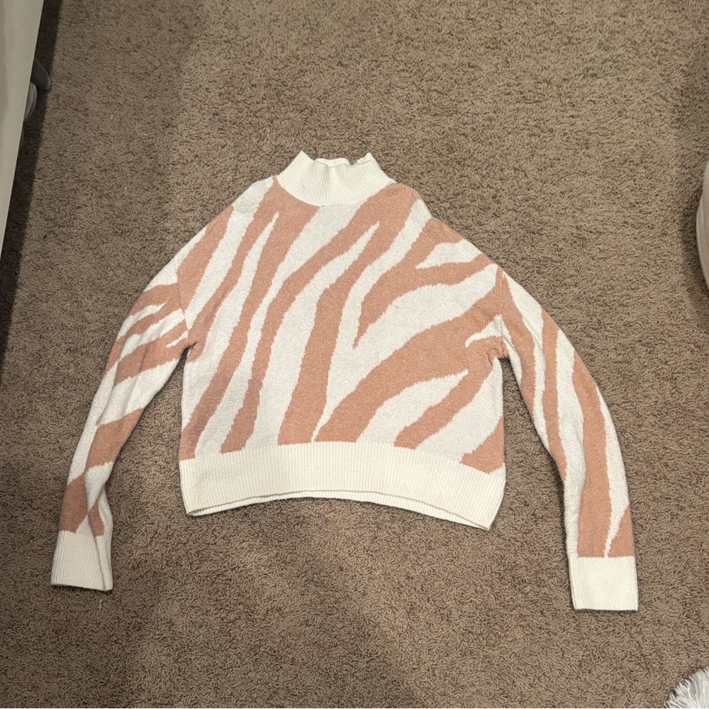 William Rast Cream and Tan Cowl Neck Sweater